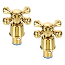 2Pcs Faucet Tap Handle Small Faucet Knob Alloy Cross Faucet Tap Gold