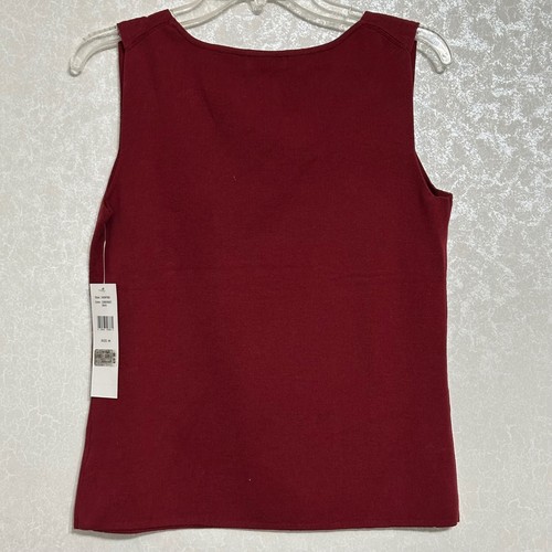 Hampshire Studio Neu mit Etikett Tanktop ärmellos quadratischer Ausschnitt Strick Cabernet rot M - Bild 2 von 4