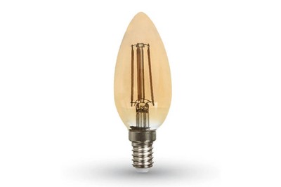 Led filament wire lamp E14 C35 4W = 35W warm white 2200K Amber candle A G