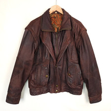Vintage Leather Bomber Jacket Mens 40" Large Brown Flight Aviator 80s/90s