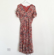 Lily & Lionel x Anthropologie maxi dress M floral viscose with metallic thread