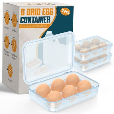 ZPU Egg Holder Camping, 2Pcs 6 Grid Egg Container, Plastic Egg Carrier for Ca...