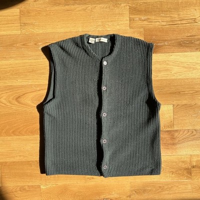 Giorgio Armani 1990s Vintage Green XL Size Medium Heavy Knit Wool Vest Hong Kong