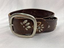 VTG Fossil Leather flower Cut Out Studs Belt Women s 32-36 L