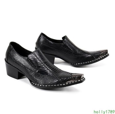 Mens Leather Business Pointy Toe Oxfords Faux Pattern Shoes Casual