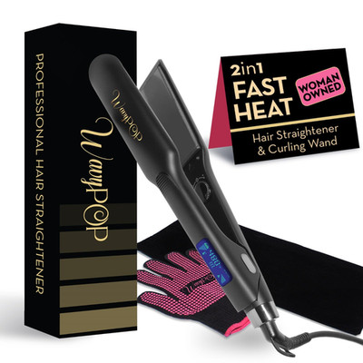 Wavypop 2 In 1 Professional Dual-Voltage Titanium Flat Iron Hair Straightener