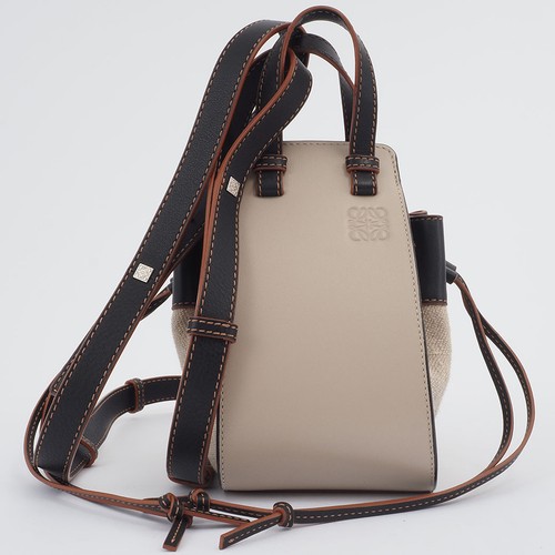 Loewe Hammock Drawstring Mini Handbag Shoulder Bag 2way Beige x Black A538Z95X09