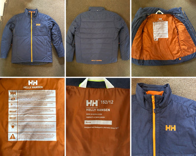 Helly Hansen Kids Quilted Insulated Zip Jacket Blue/Orange Size 12 Ski