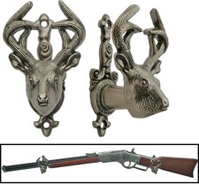 Sword Hanger Set Deer Head | Pewter Wall Display for Knife Gun Sword Mount