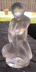 Lalique Crystal figurine of Leda with Swan, signed
