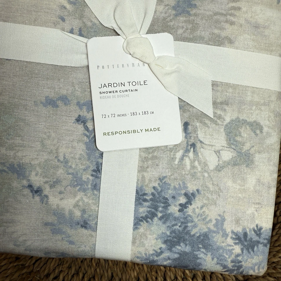 CORTINA DE DUCHA INODORO JARDÍN GRANERO CERÁMICA 72" SQ ~ AZUL MULTI Foto 3 de 4