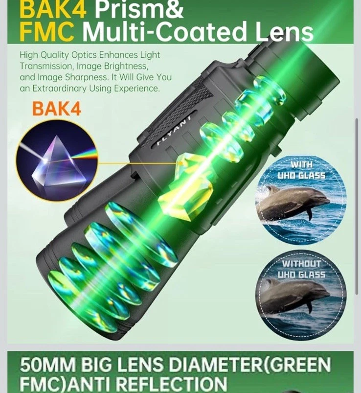 Binoculares impermeables 20x50 para adultos - Visión con poca luz para observación de aves Foto 4 de 4