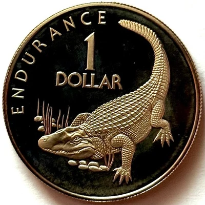 GUYANA 1 DOLLAR 1976 PROOF Caiman crocodilus - Image 1 of 4