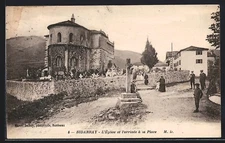 CPA Bidarray, L´église et l´arrivée à la Place 