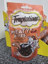 Lot of 28, Temptations Meaty bites salmon flavored 1.5 oz/each exp 3/11/2027