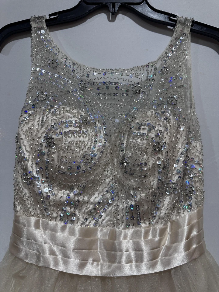 Sean Collection Dress Womens Size 6 Ivory Sequin Beaded Tulle Cocktail Party - Image 2 of 4