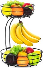 Obst Etagere Metall - Obstkorb Etagere mit Bananenhalter- Obstschale Etagere