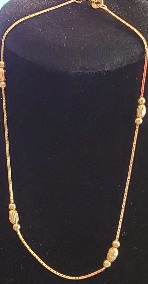 Fußkettchen in 14K italienischem Gold mit vier Perlenstationen - 9 Zoll - Bild 4 von 4