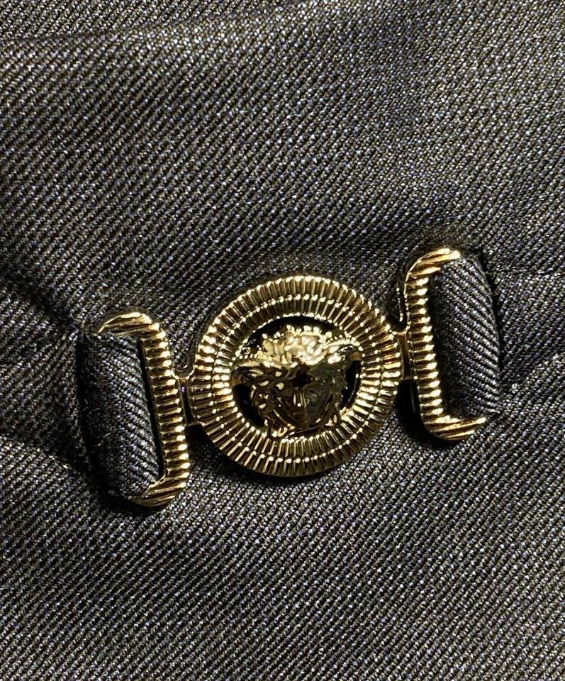 VERSACE Wool single-breasted blazer Size: 54 Navy 1016155 Men - Image 4 of 4