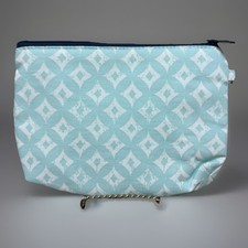 Thirty one tote blue sparkling squares zipper pouch NEW