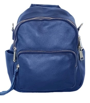 Damentasche Rucksack ECHT LEDER weich blau Schulter zwei Fächer Teiler Taschen