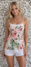 Maurices Tank Top Womens Medium Floral Lace Pink Fairy Y2k Lined Cami Cruise