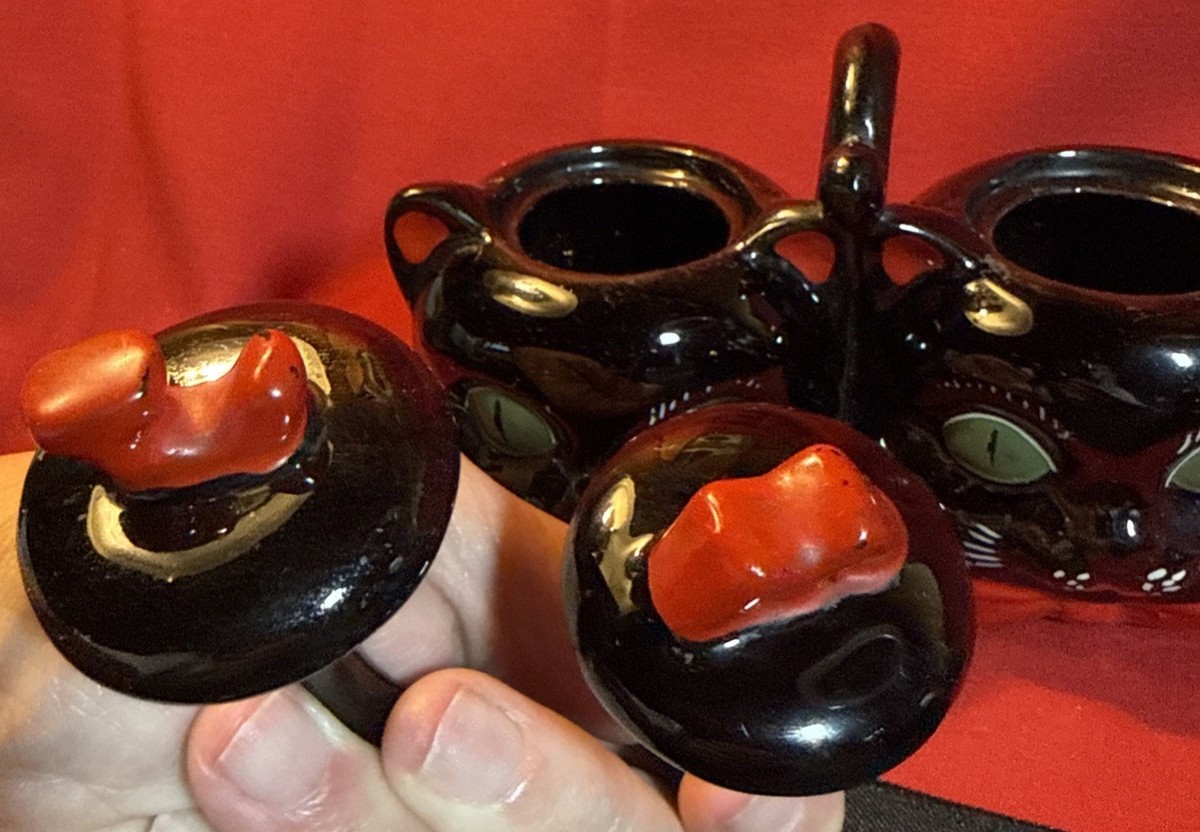 RARE Shafford BLACK Cat Collection, RedWare Japan R.D. 1951 Lot Of