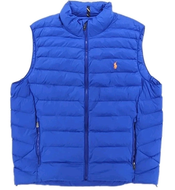 Polo Ralph Lauren Men’s Blue Quilted Softshell Puffer Vest Full Zip XL Terra