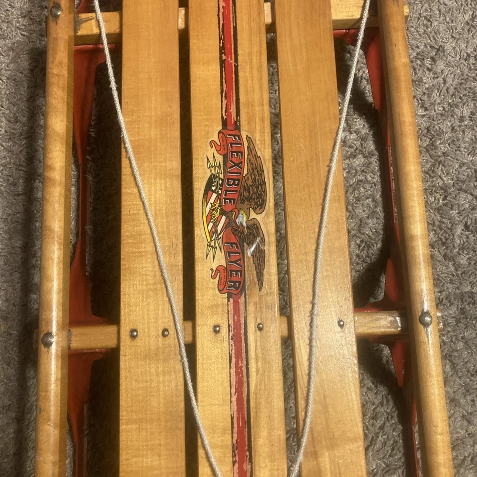 Flexible Flyer II Wooden Snow Sled Vintage 52” with Metal Runners Winter F652 - Image 4 of 4