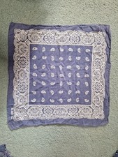 Vintage Blue Paisley BANDANA Handkerchief USA Made Fast Color Western Faded