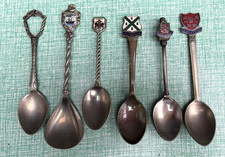 Vintage souvenir spoons EPSN WAPW pewter silver plate England coats of arms