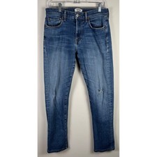 Buck Mason Mens Slim Fit Medium Wash Distressed Jeans Made in USA Size 31x29