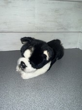 Yomiko Classics Boston Terrier Dog Plush Toy Stuffed Animal Black White 11"