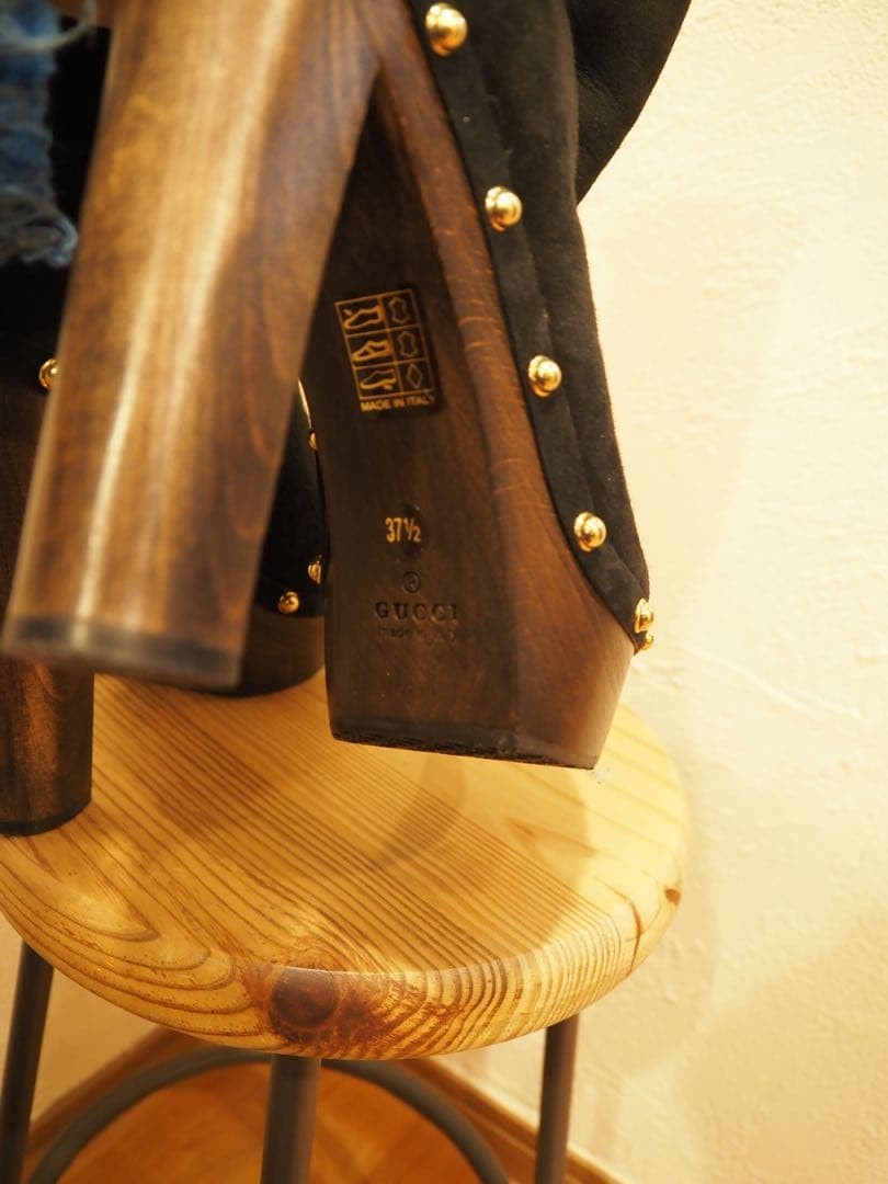 GUCCI Boots Shoes EU 37.5 US 7.5 Mouton Suede Black Authentic thumbnail 13