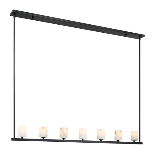 Crystorama Aragon 7 Light Linear Chandelier, Matte Black/White - ARA-10267-MK-ST - Picture 1 of 1