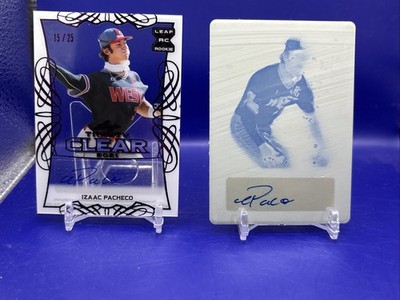 IZAAC PACHECO 2021 LEAF TRINITY 1/1 CYAN Plate /25 Clear Auto 2 Card Lot