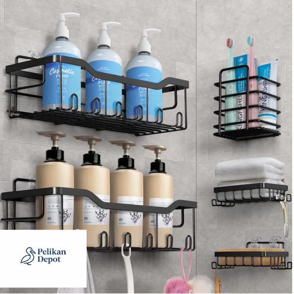 Duschablage Ohne Bohren 5 StüCk Badezimmer Organizer SUS304 Edelstahl-image