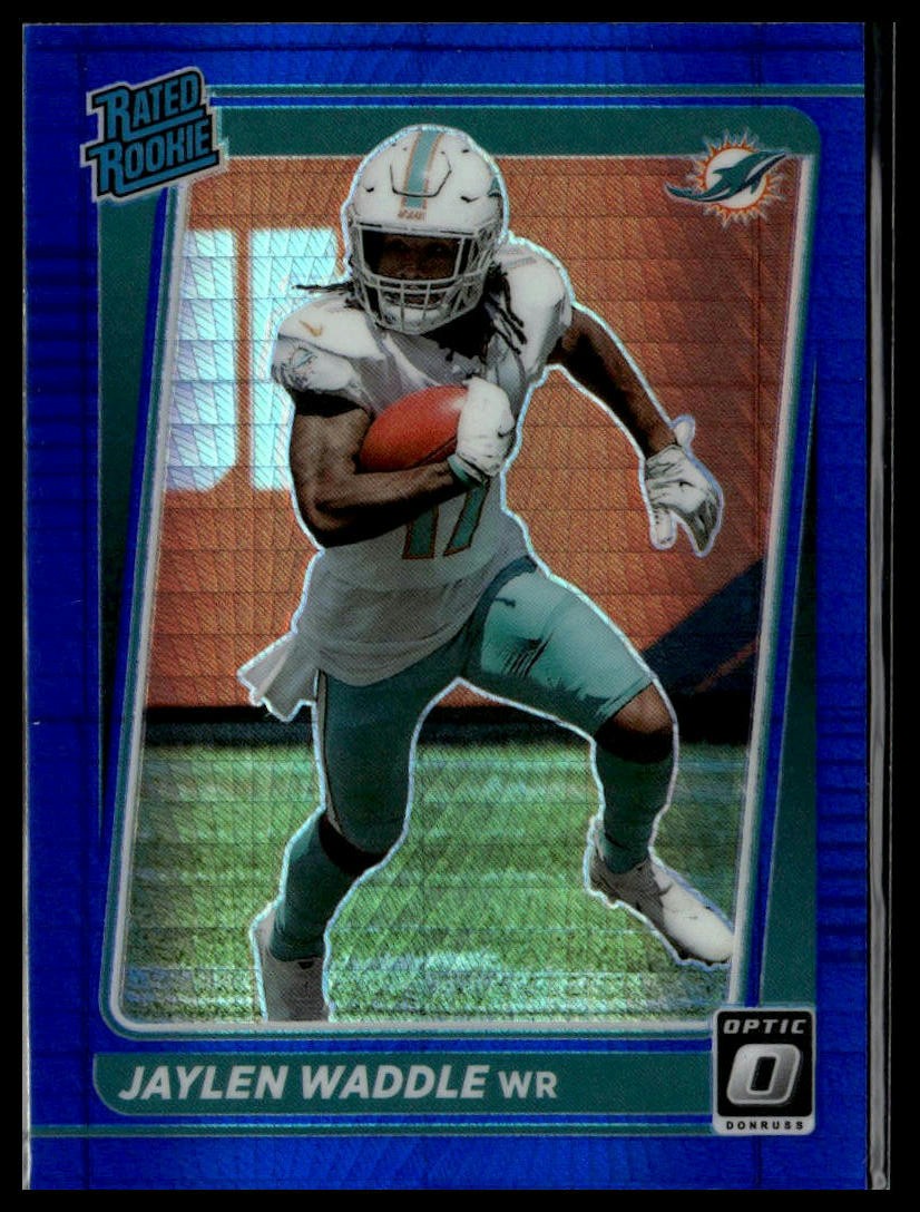 2021 Donruss Optic #208 Jaylen Waddle Blue Hyper