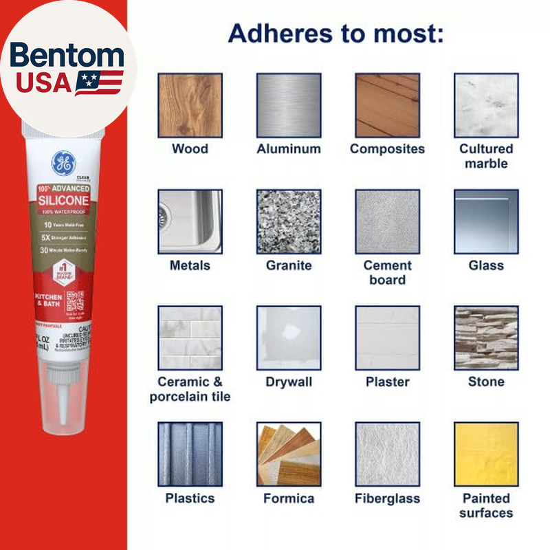 Advanced Silicone Caulk for Kitchen & Bathroom, Clear, 2.8 Fl Oz Tube, 1 Pack -