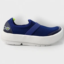 OOFOS OOmg Mesh Low Women’s Trainer Navy/White Slip‑On Comfort Recovery Size 5