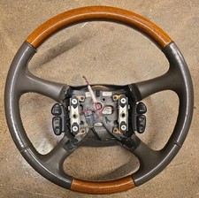 98-02 Cadillac Escalade Steering Wheel W Controls Wood Grain Oem 16821317