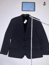 New Express Slim Charcoal Wool-Blend Modern Tech Suit Jacket 44S Retail 298