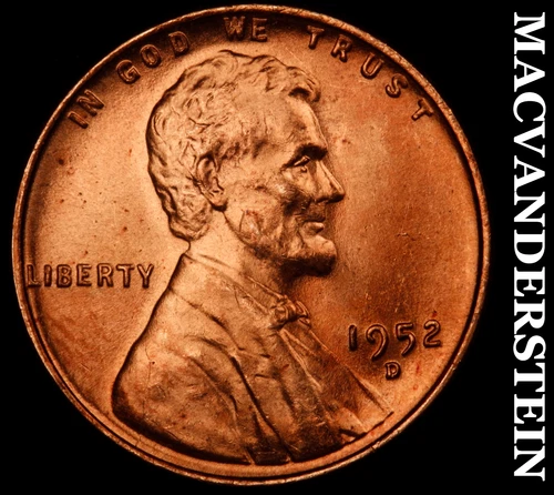 1952-D Lincoln Wheat Cent- Choice Gem Brilliant Uncirculated Luster #J1984