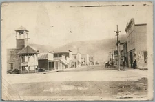 MAIN STREET SCENE ANTIQUE REAL PHOTO POSTCARD RPPC SENT FROM MT.STERLING WI 