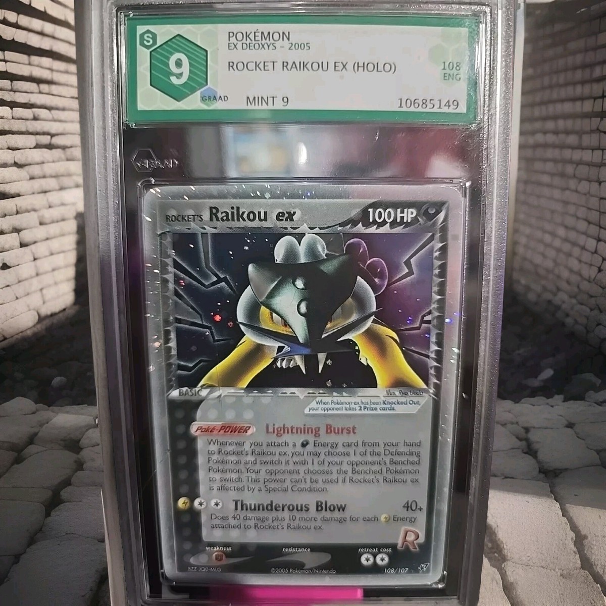 Pokémon TCG Rocket's Raikou ex EX Deoxys 108/107 Holo Rare GRADED