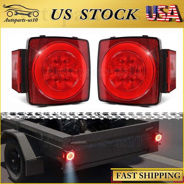 2x Submersible LED Boat Trailer Lights w/ Drainage Hole Truck Backup