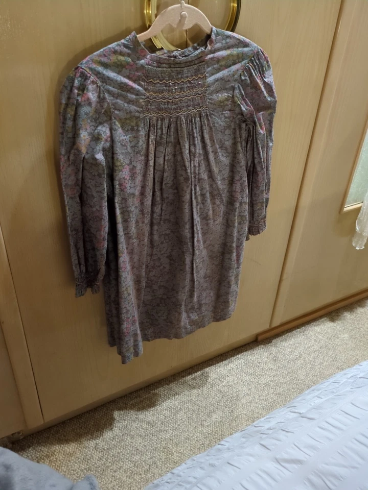 Vestido Bonpoint adolescente estampa floral manga longa azul - Imagem 4 de 4