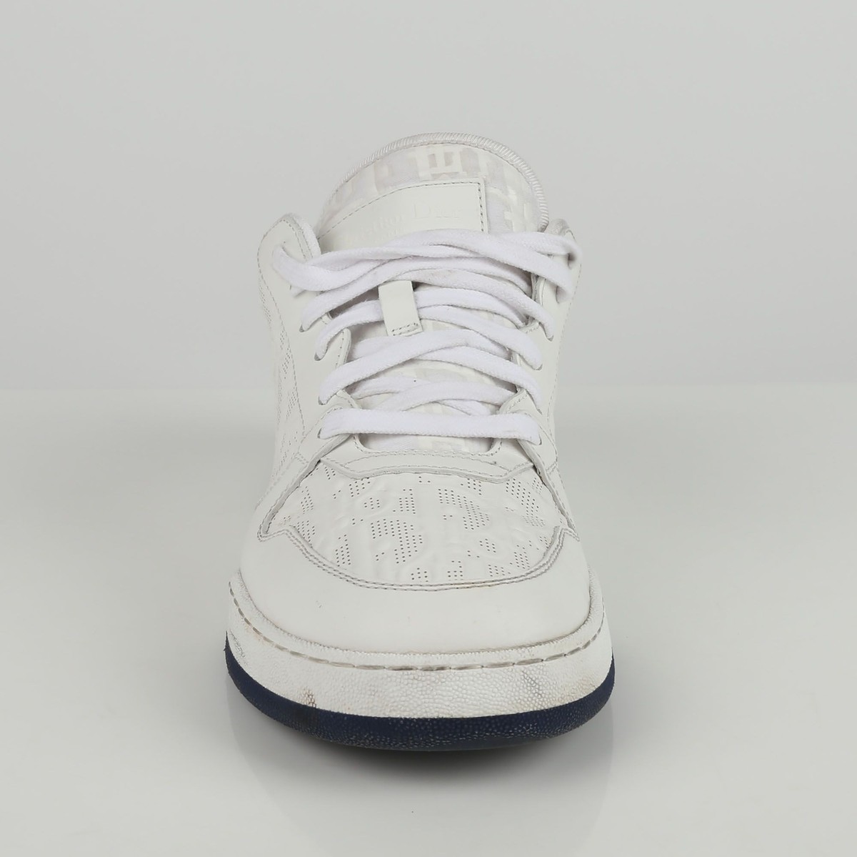 Dior White Oblique Punched Calf Leather One Sneaker 38.5