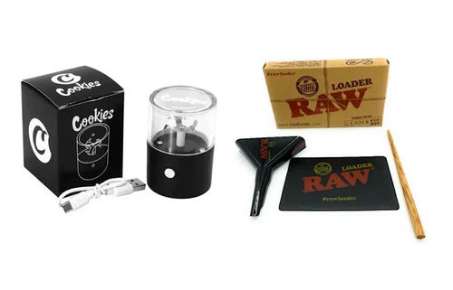 raw 1 1/4 size cone loader kit+rechargeable electric grinder - product listing photo
