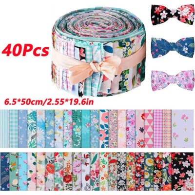 40Pcs Fabric Strips Quilting Jelly Rolls Patchwork Craft Cotton Quilting Strips